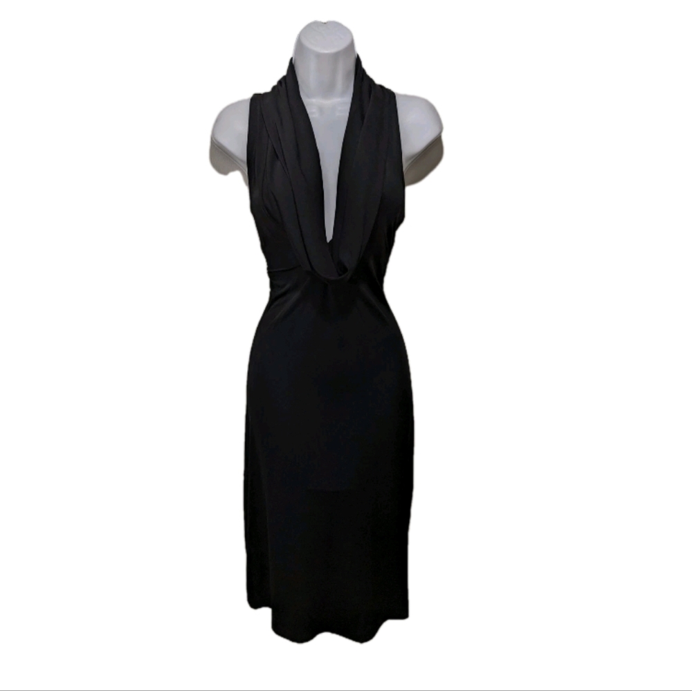 NWT Express Cowl Neck Sheath Dress 11/12 XL Black Sleeveless